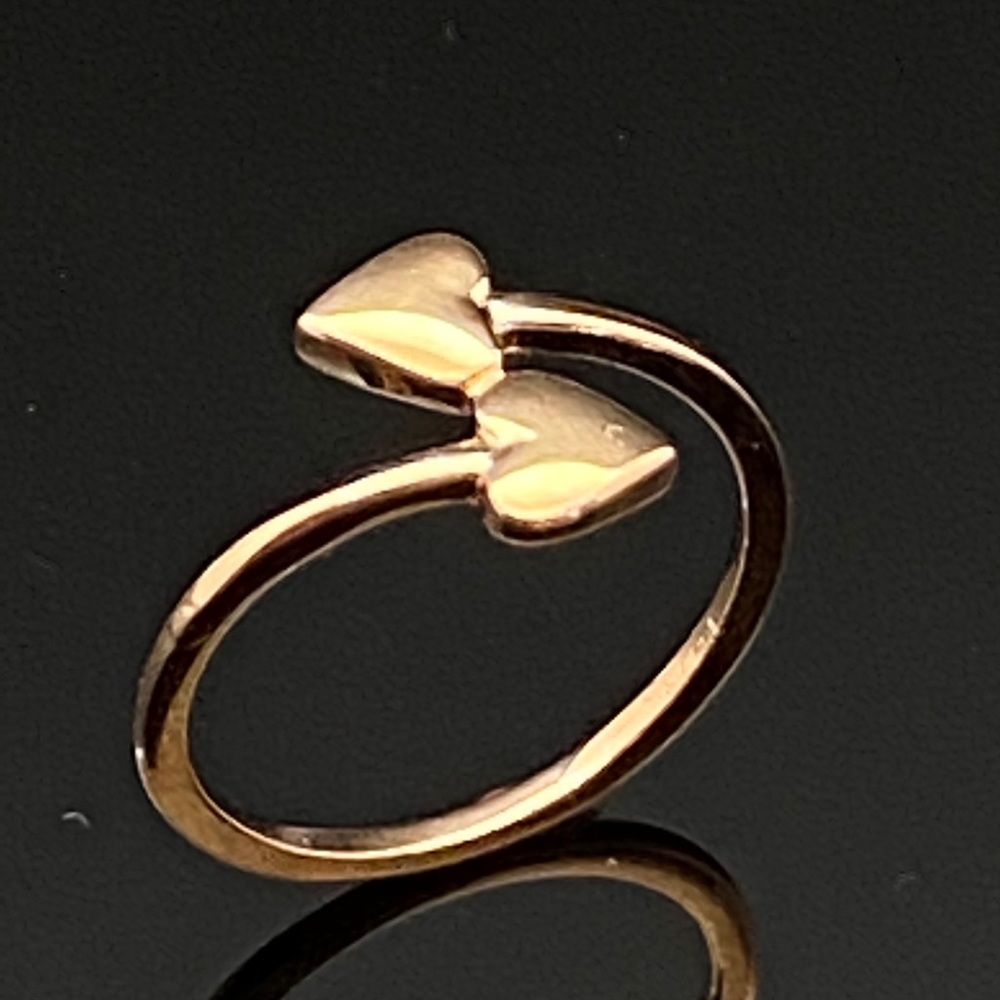 Solid 14k Yellow Gold Double Heart Bypass Ring